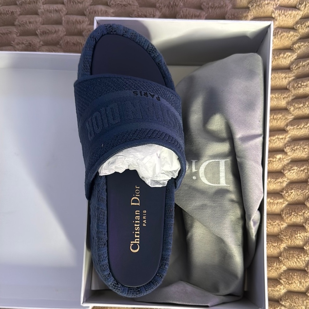 Dior Deep Blue Slide Sandals